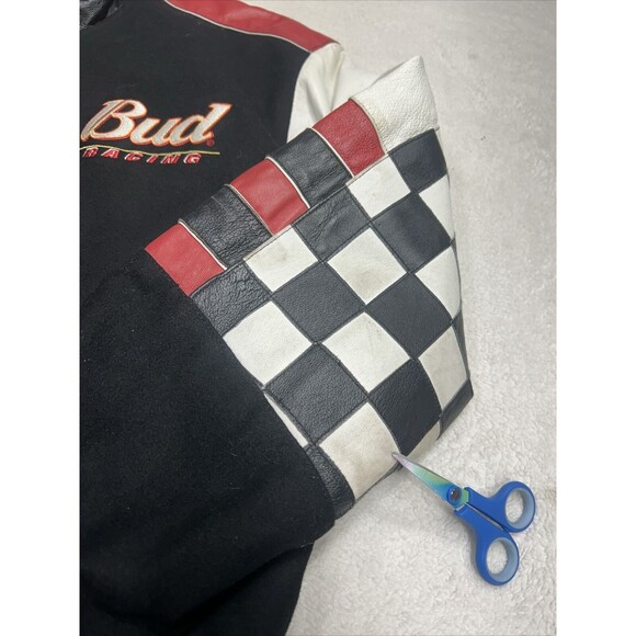 Vtg Dale Earnhardt Jr Bud Racing Reversible Leather Jacket Size XL Jeff Hamilton - Picture 4 of 13